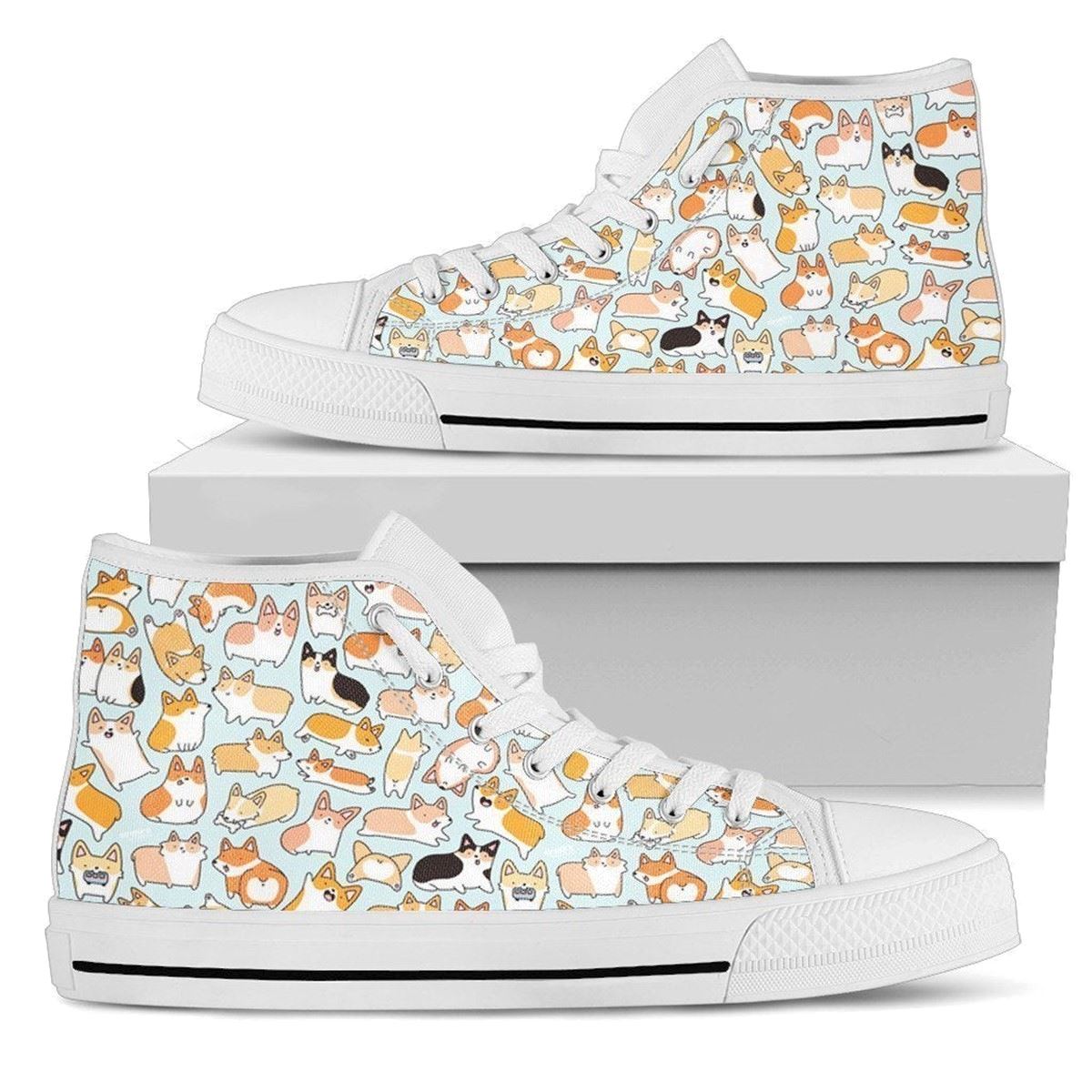 Corgi Dog Sneakers High Top Women’s Shoes