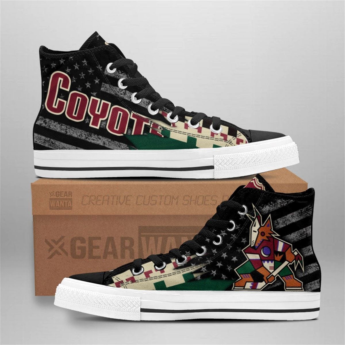 Coyotes Custom American Flag High Top Sneakers