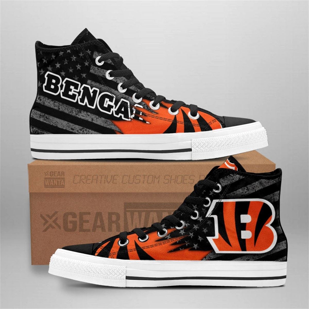 Custom American Flag High Top Sneakers – Cincinnati Bengals