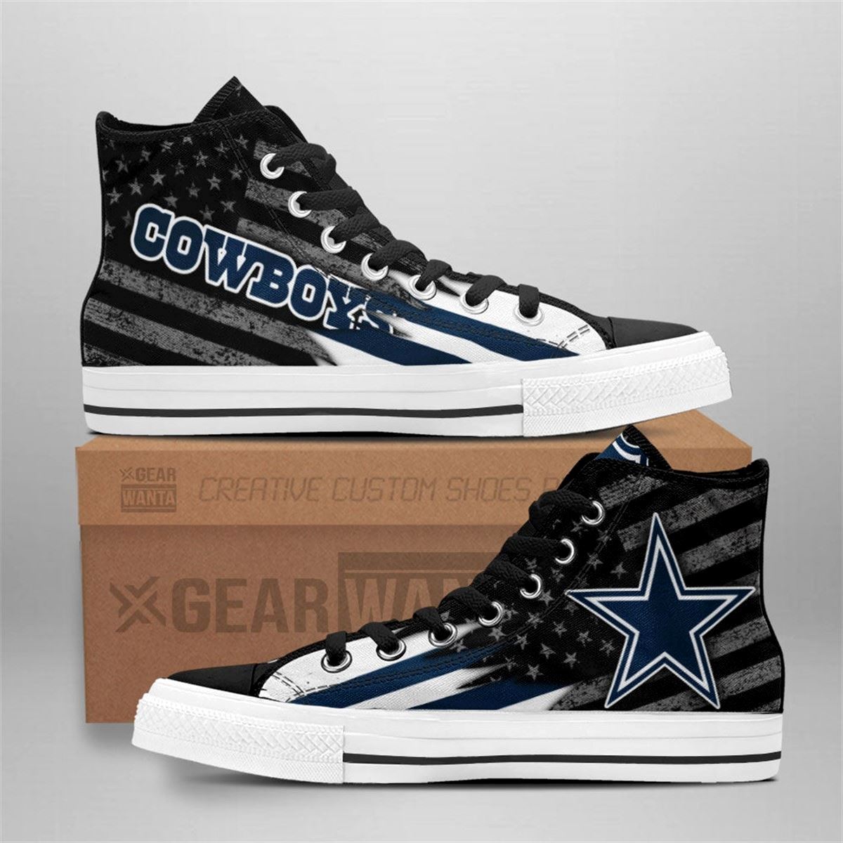 Dallas Cowboys Custom American Flag High Top Sneakers