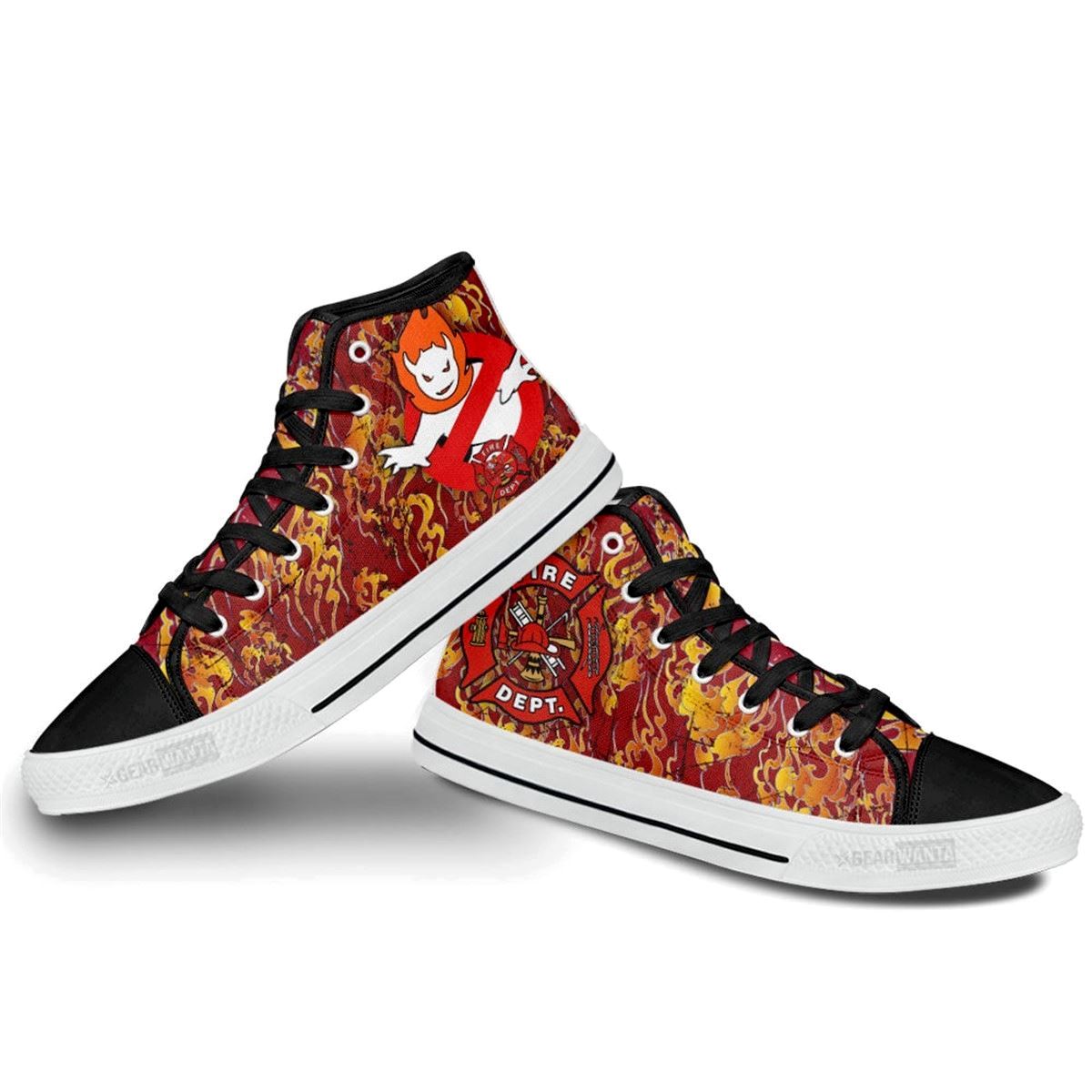 Firefighter High Top Shoes Custom Fire Buster Design