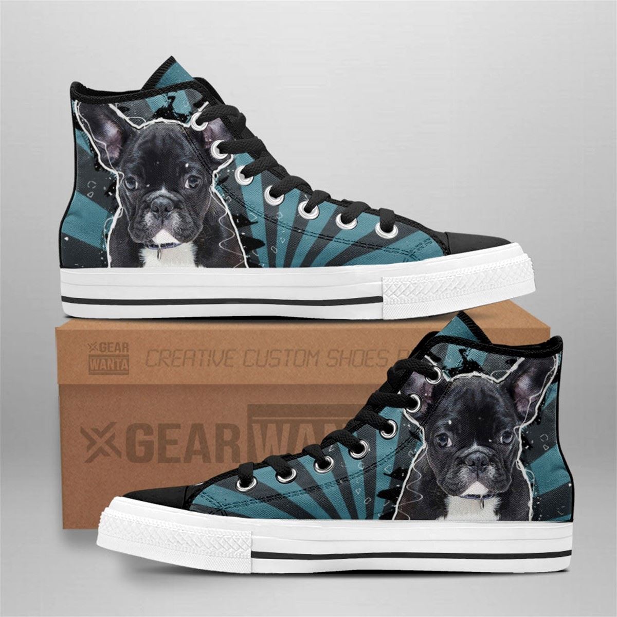 French Bulldog High Top Custom Sneakers