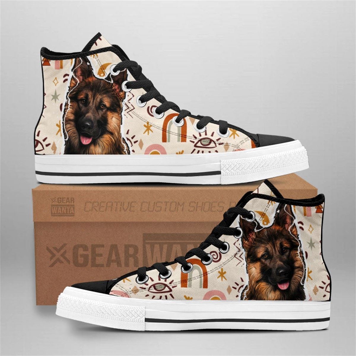 German Shepherd Custom High-top Boho Shoes