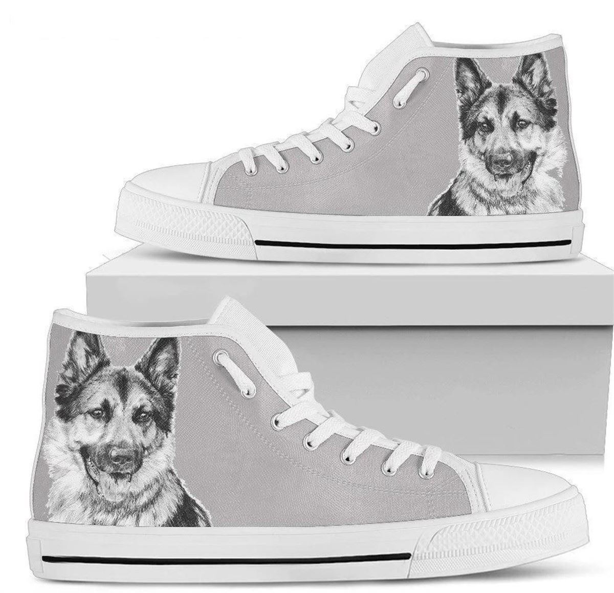 German Shepherd Women’s High Top Canvas Shoes