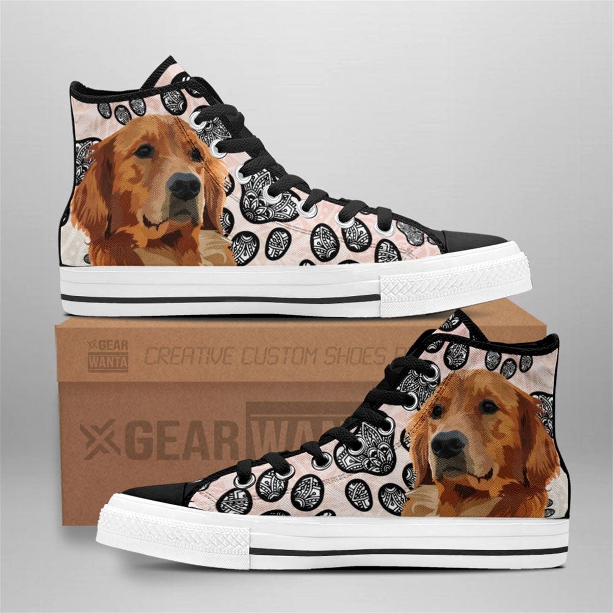 Golden Retriever Mandala High Top Shoes