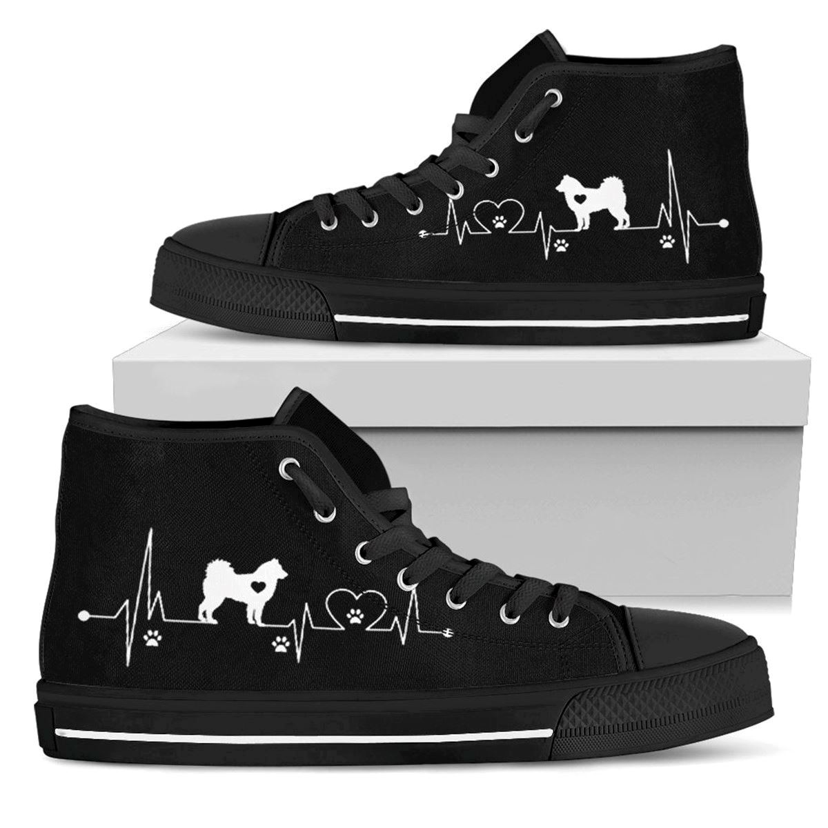 Husky Dog Heartbeat High Top Shoes