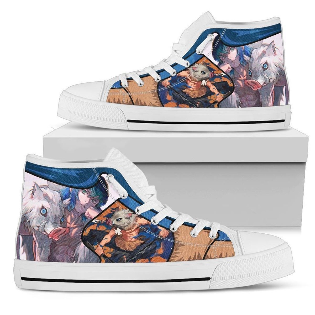 Inosuke Sneakers Demon Slayer High Top Shoes Anime Fan Mn19