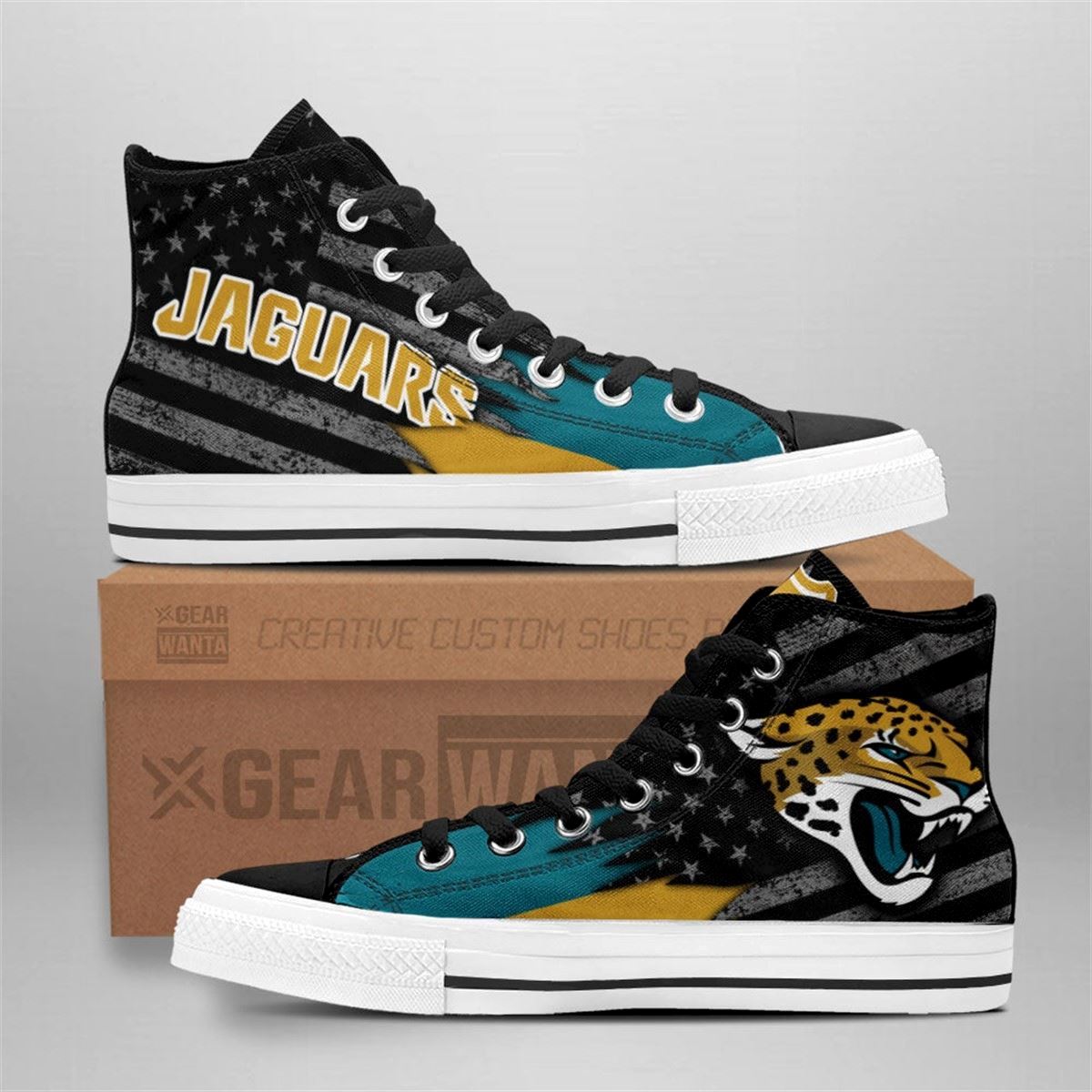 Jacksonville Jaguars High-top Sneakers Custom American Flag Design