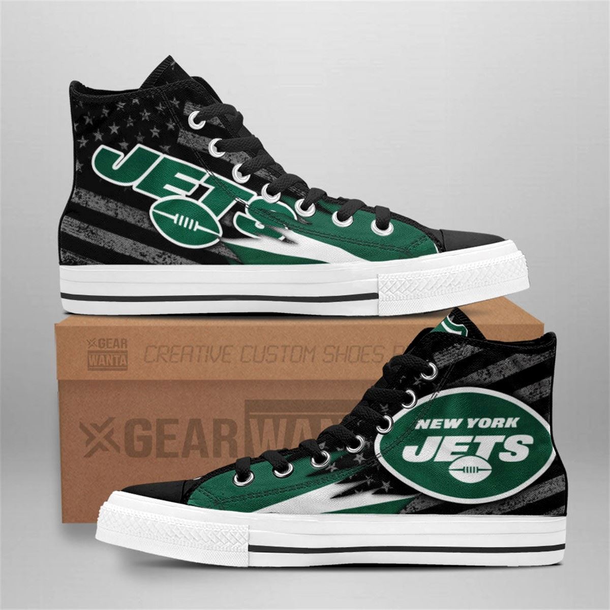 New York Jets Custom American Flag High Top Sneakers