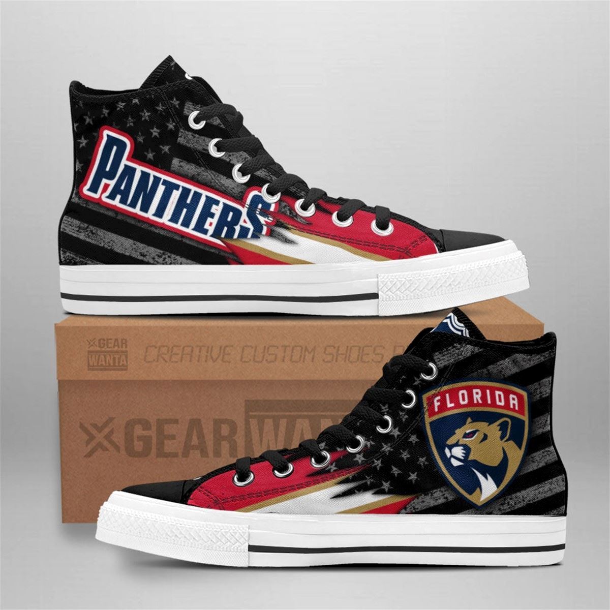 Panthers American Flag Custom High Top Sneakers