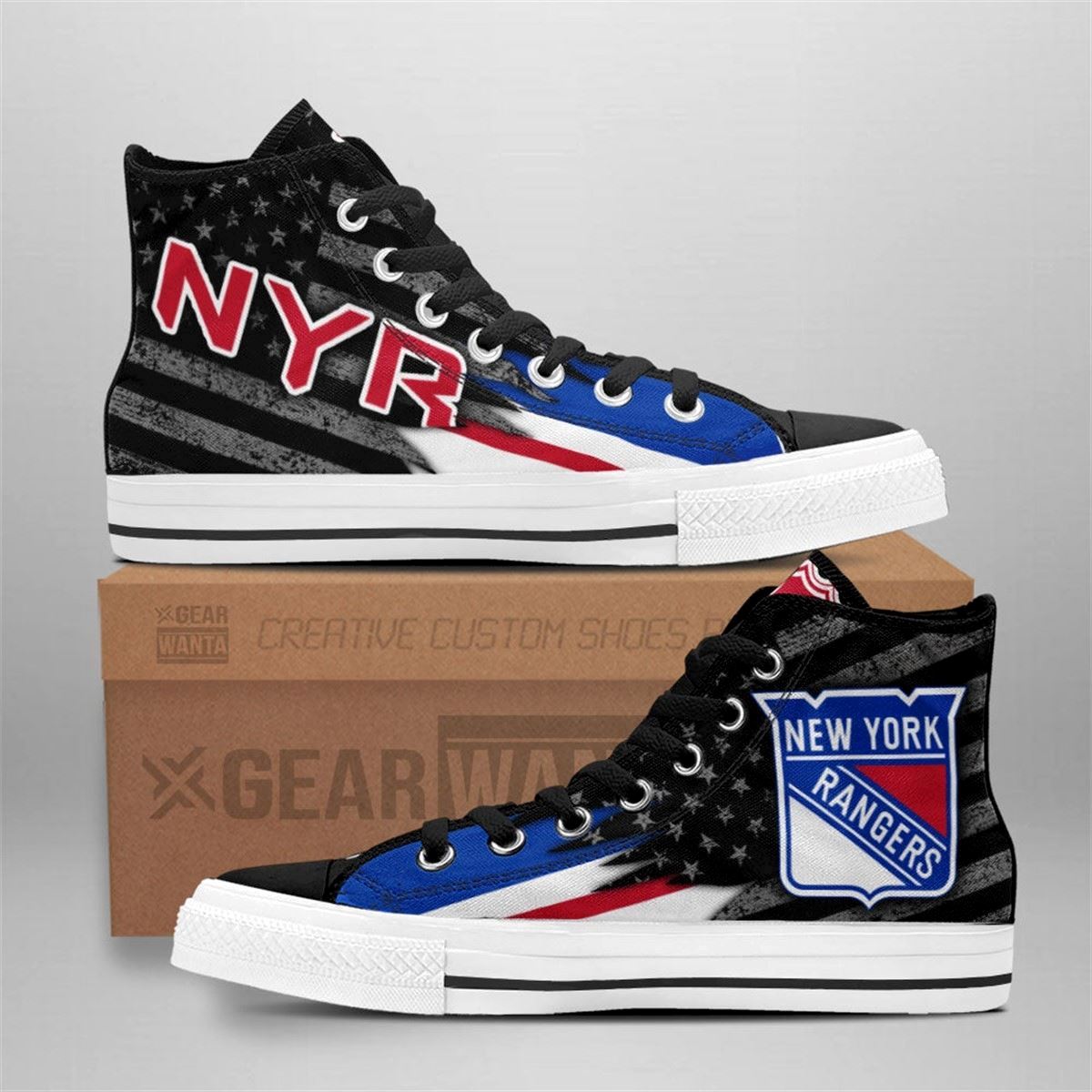 Rangers Custom American Flag High Top Sneakers