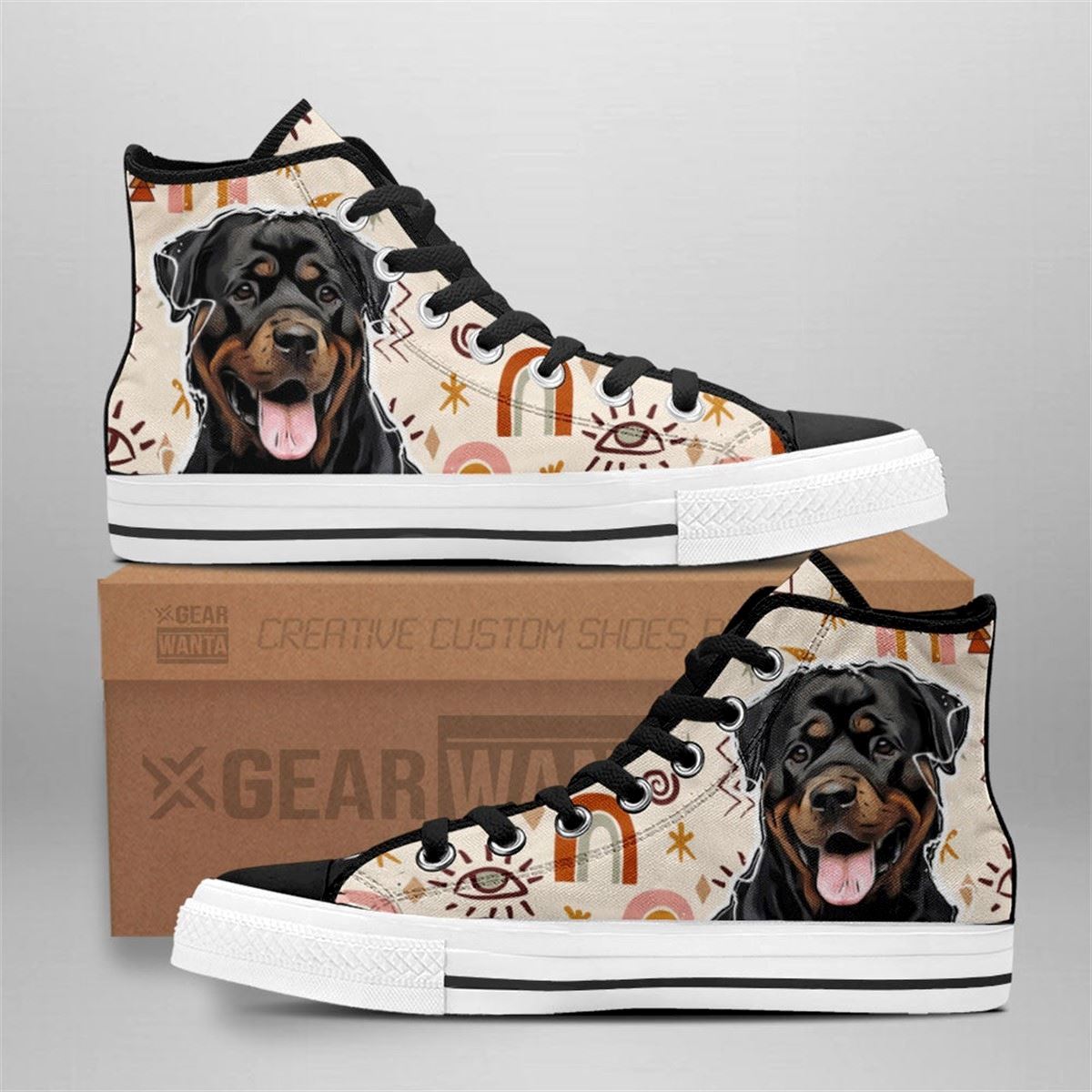 Rottweiler Boho High Top Shoes