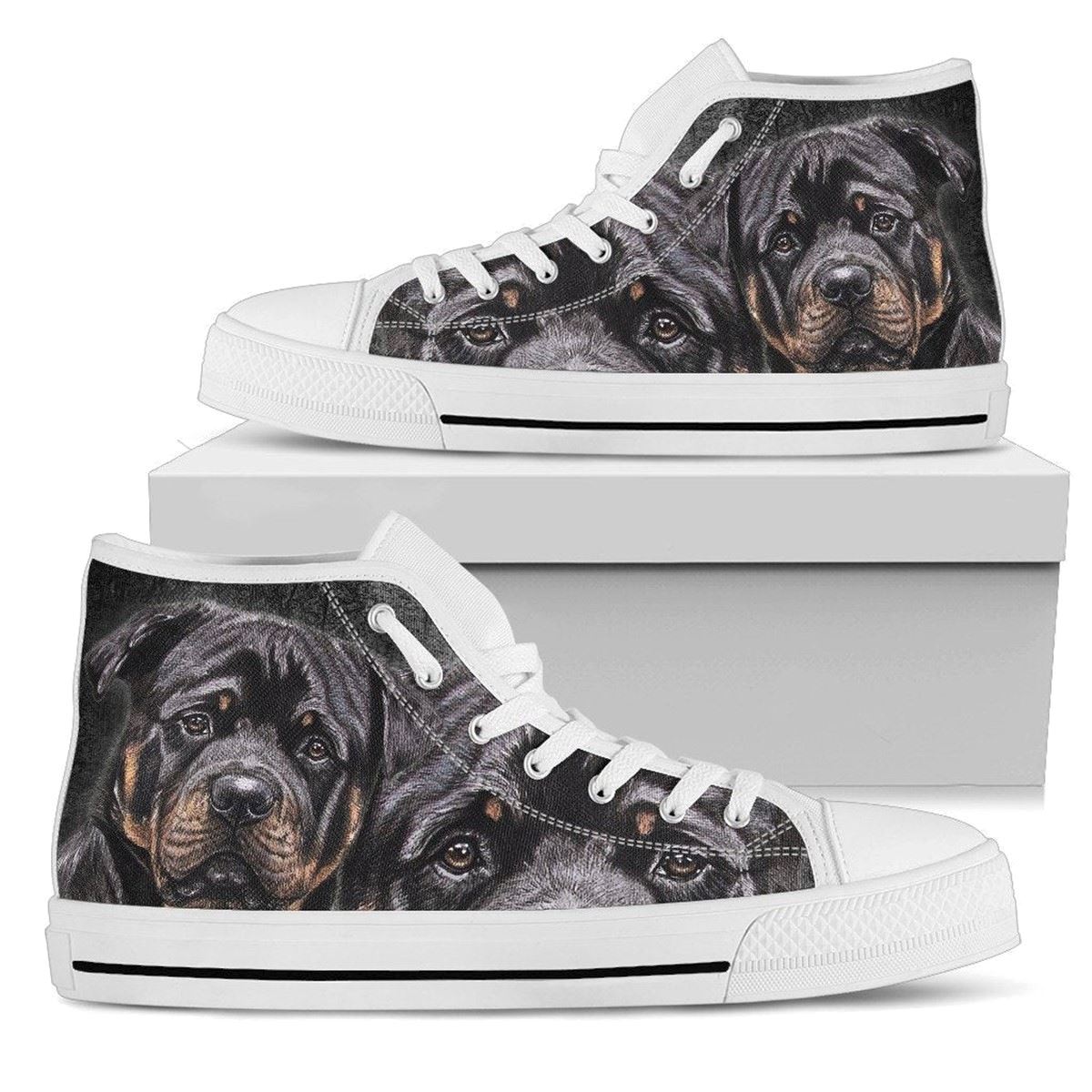 Rottweiler Face High Top Sneakers For Women