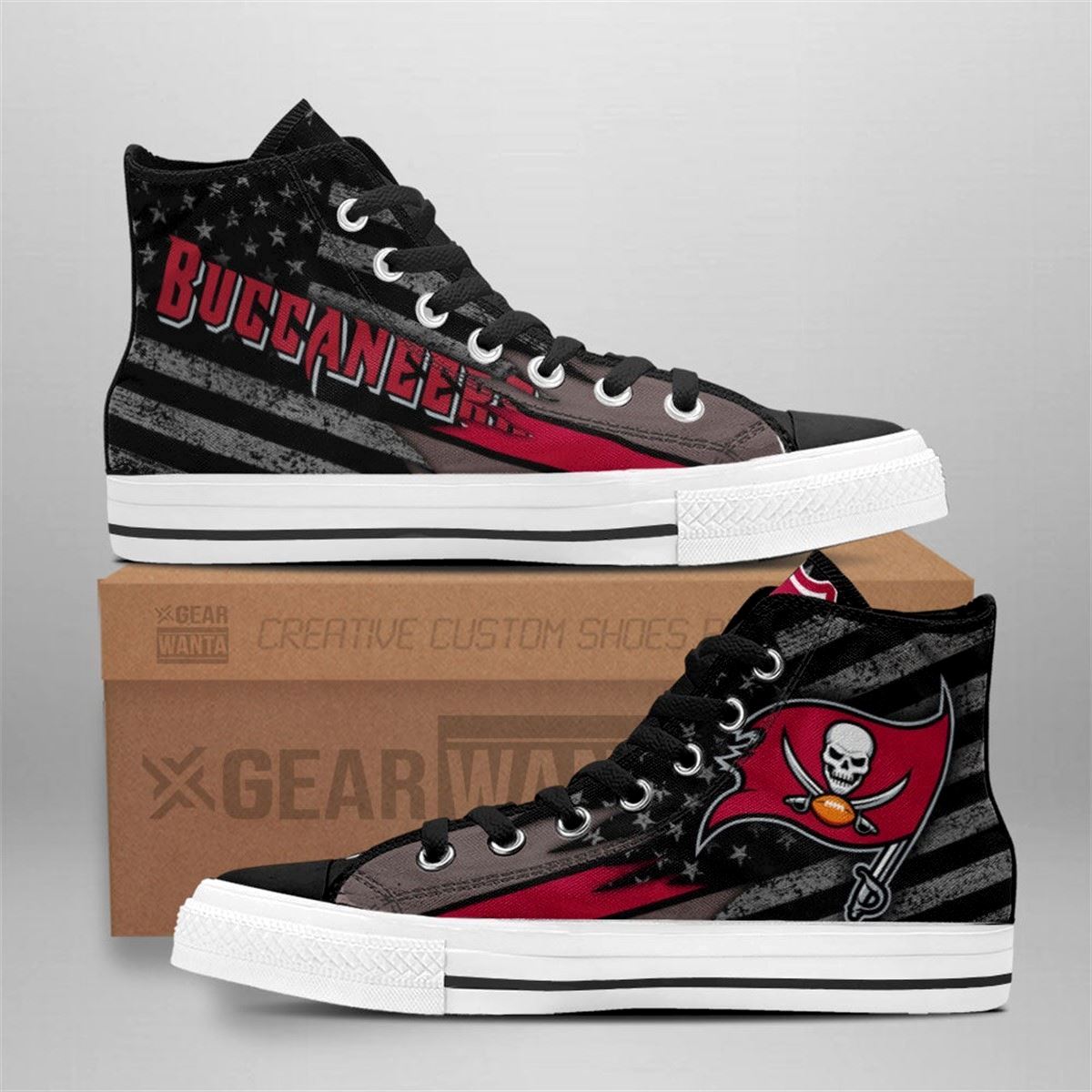 Tampa Bay Buccaneers Custom American Flag High Top Sneakers