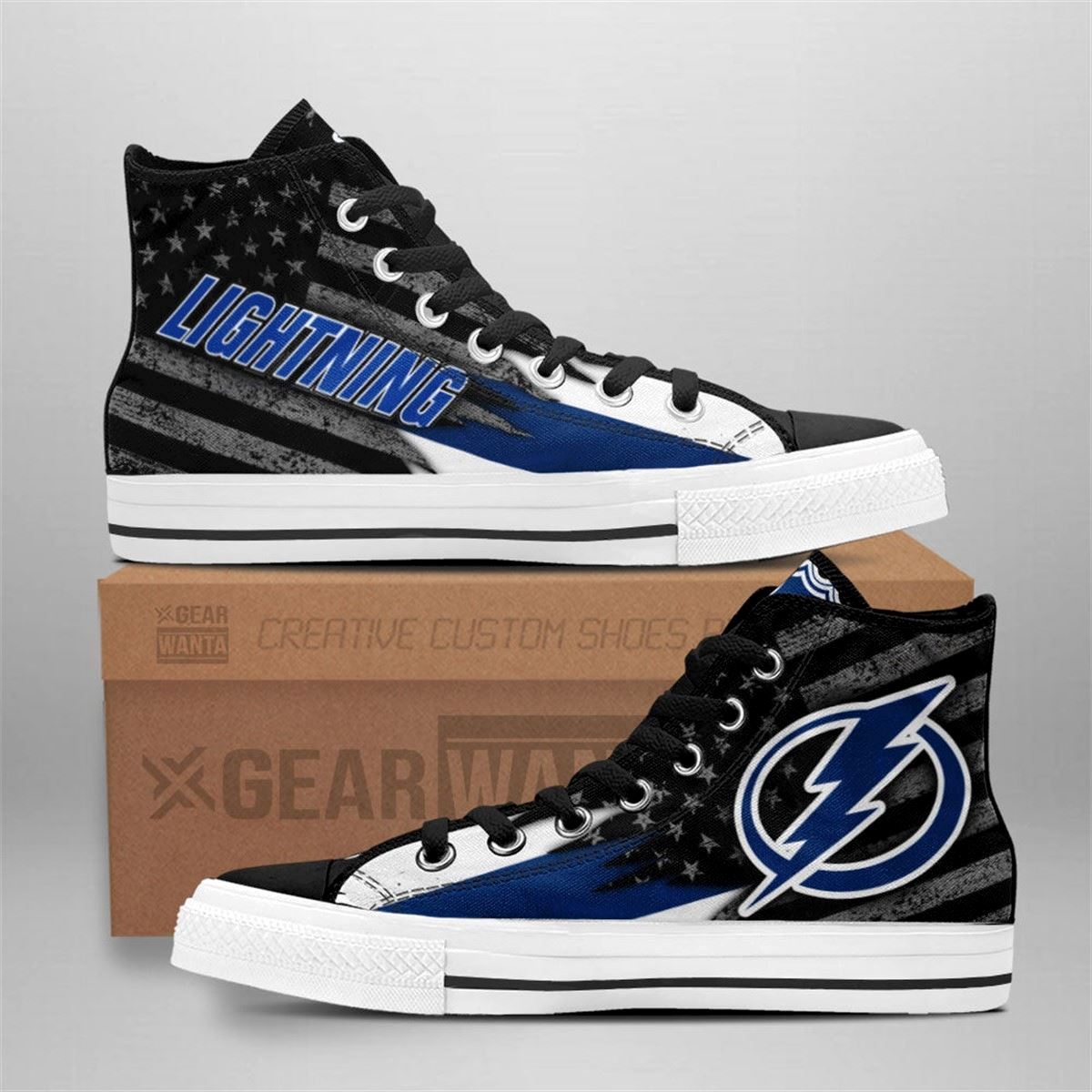 Tampa Bay Lightning Custom American Flag High Top Sneakers