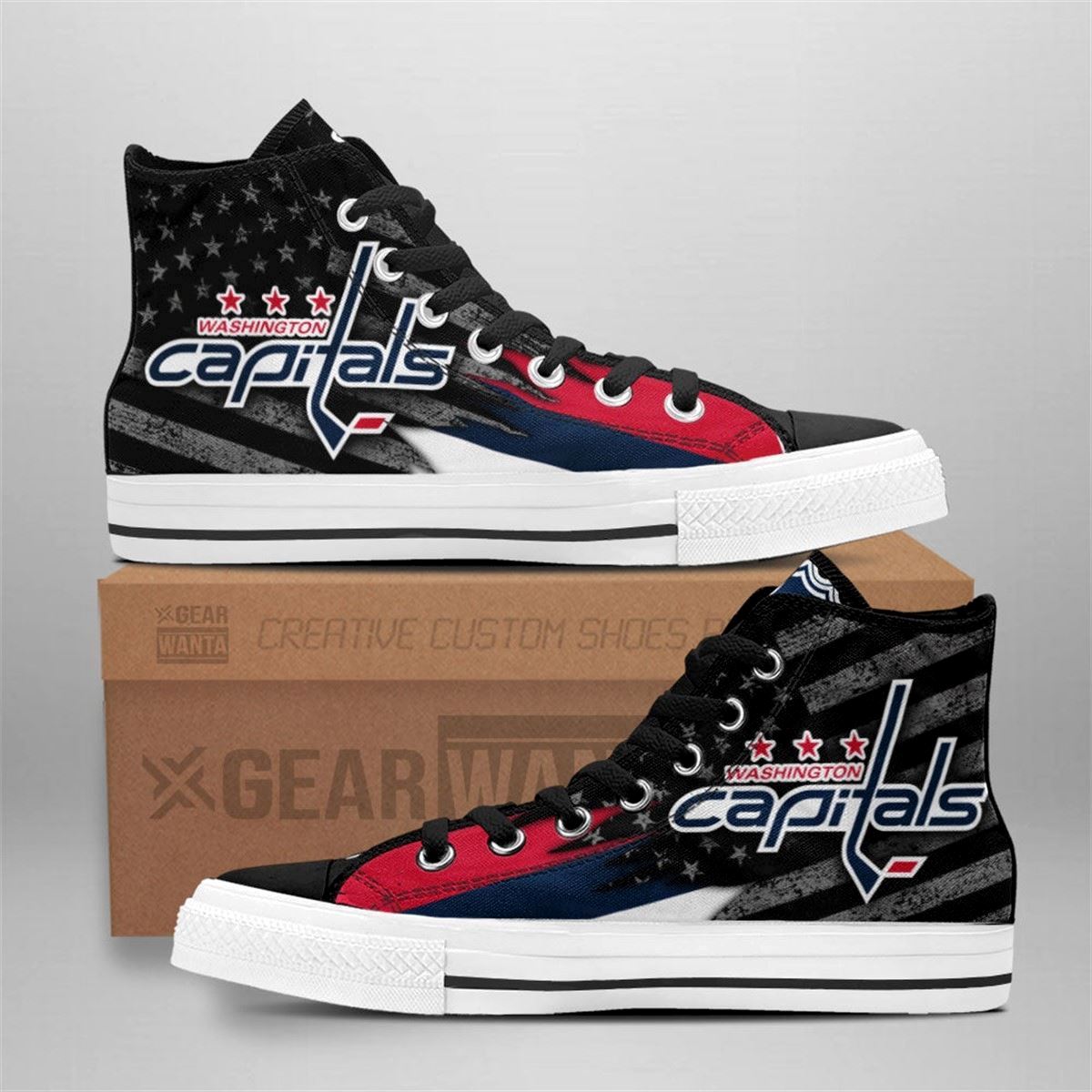 Washington Capitals High Top Custom American Flag Sneakers