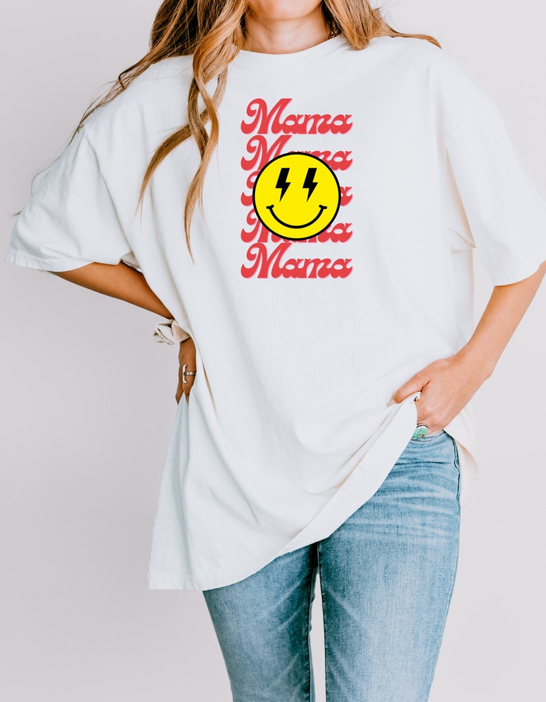 Mama Smiley Face Garment-Dyed T-shirt