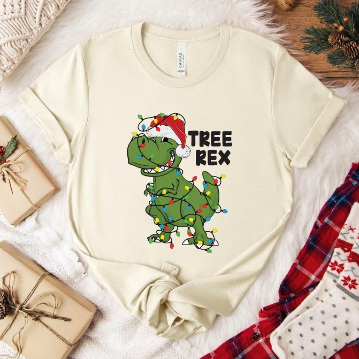 Christmas T-shirt Festive Tree Rex for Dinosaur Lovers