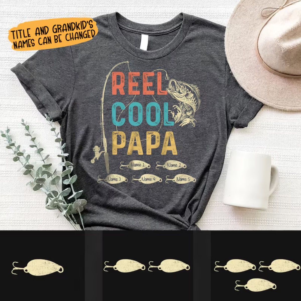 Fishing Grandpa T-Shirt Reel Cool Papa, Perfect Papa Gift