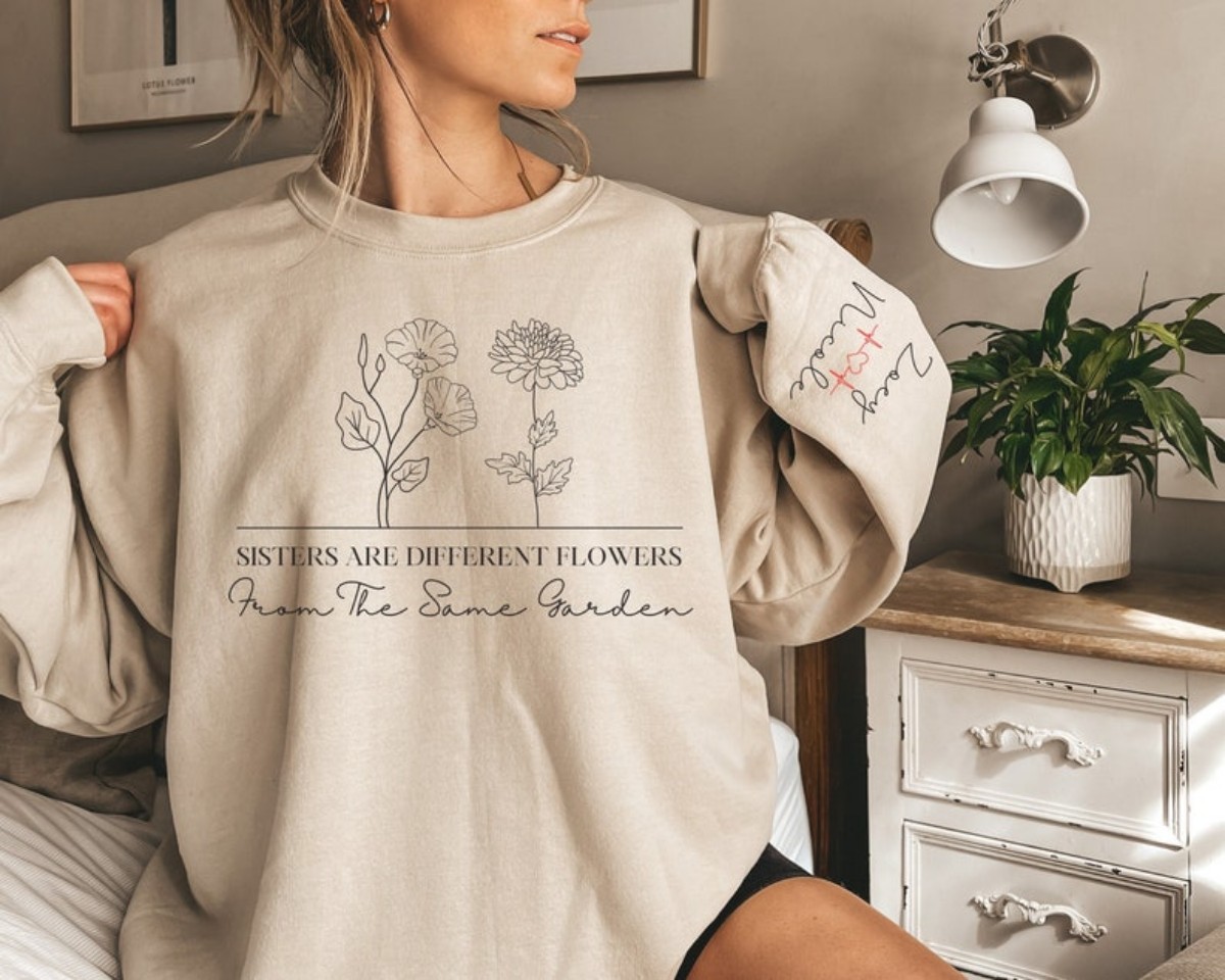 Personalized Sweatshirt for Sisters  Birth Month Sweatshirt  Sibling Gift