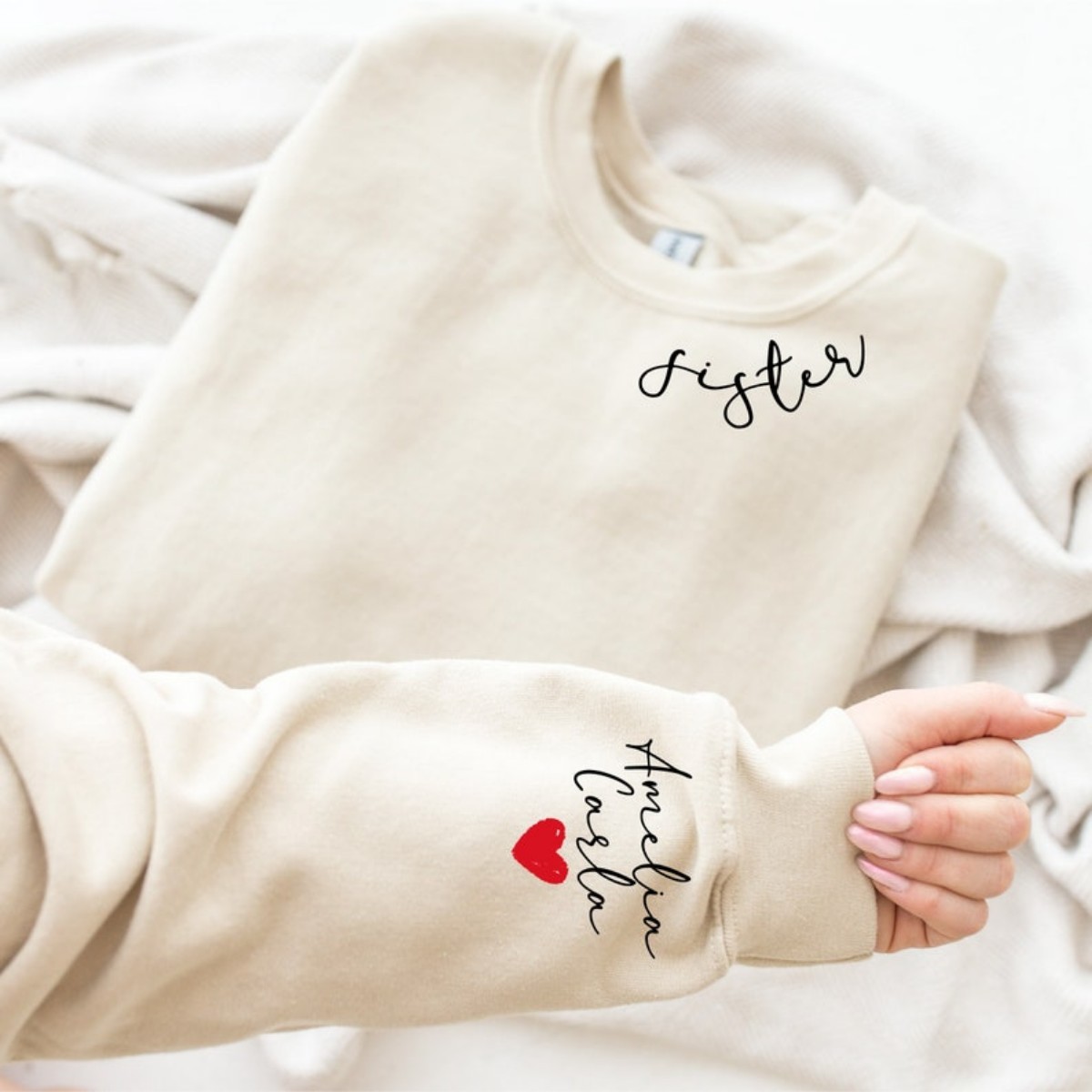 Unique Custom Sister Sweatshirt Personalized Gift for Unbreakable Bonds