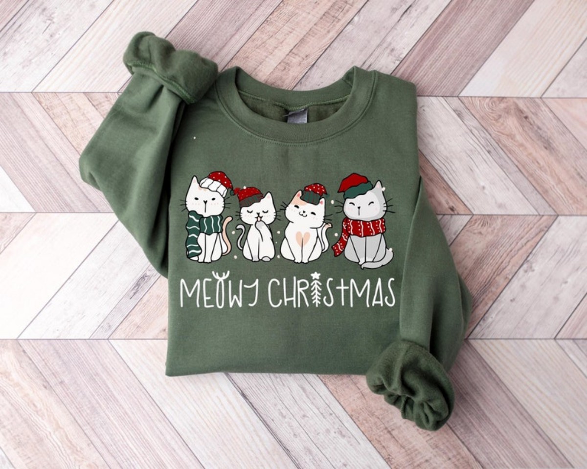 Christmas Cat Sweatshirt The Perfect Cat Lover Gift for a Festive Holiday