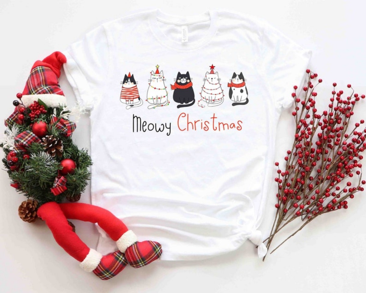 Meowy Christmas Cat Shirt A Purrfect Festive Gift