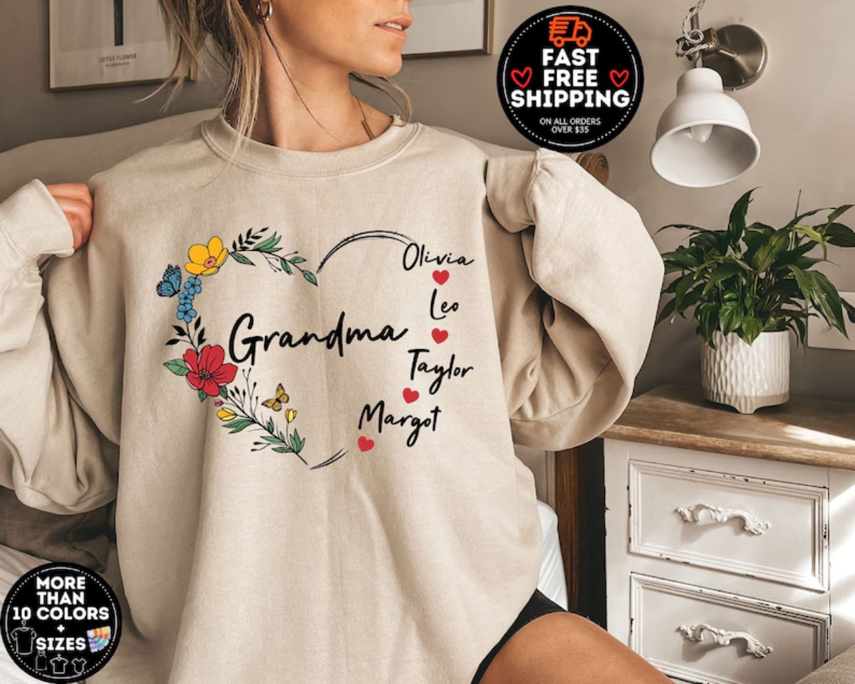 Personalized Grandma Sweatshirt Celebrate Grandchildren’s Love