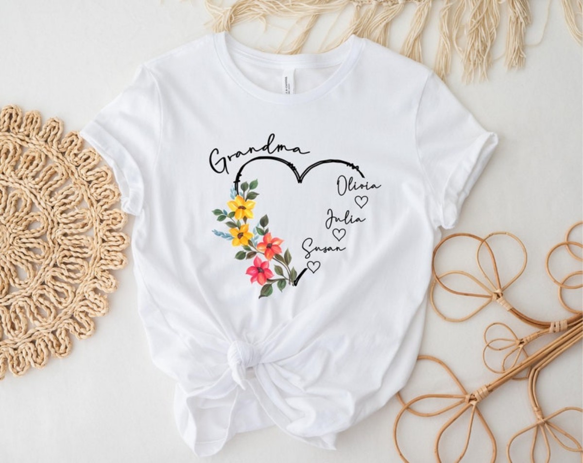 Personalized Grandma T-Shirt Heartfelt Gift with Grandkids’ Names