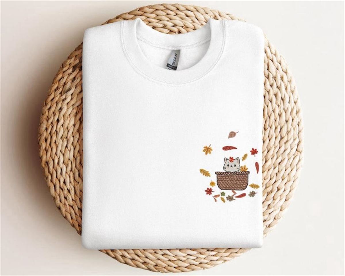 Autumn Cat Embroidered Sweatshirt