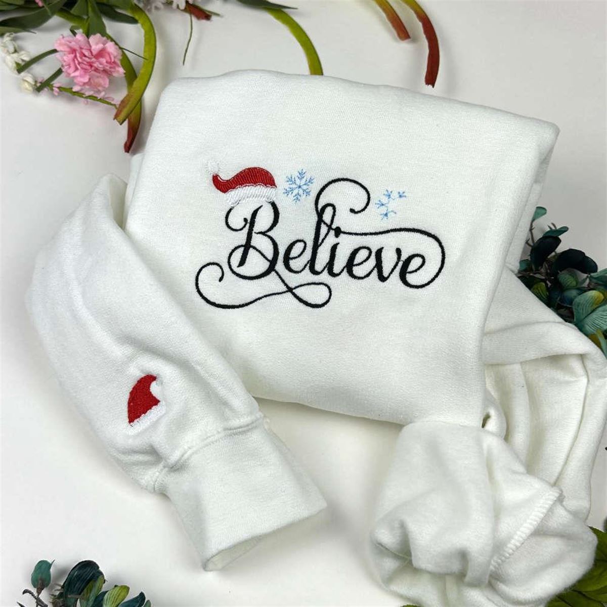 Believe Santa Embroidered Christmas Sweatshirt