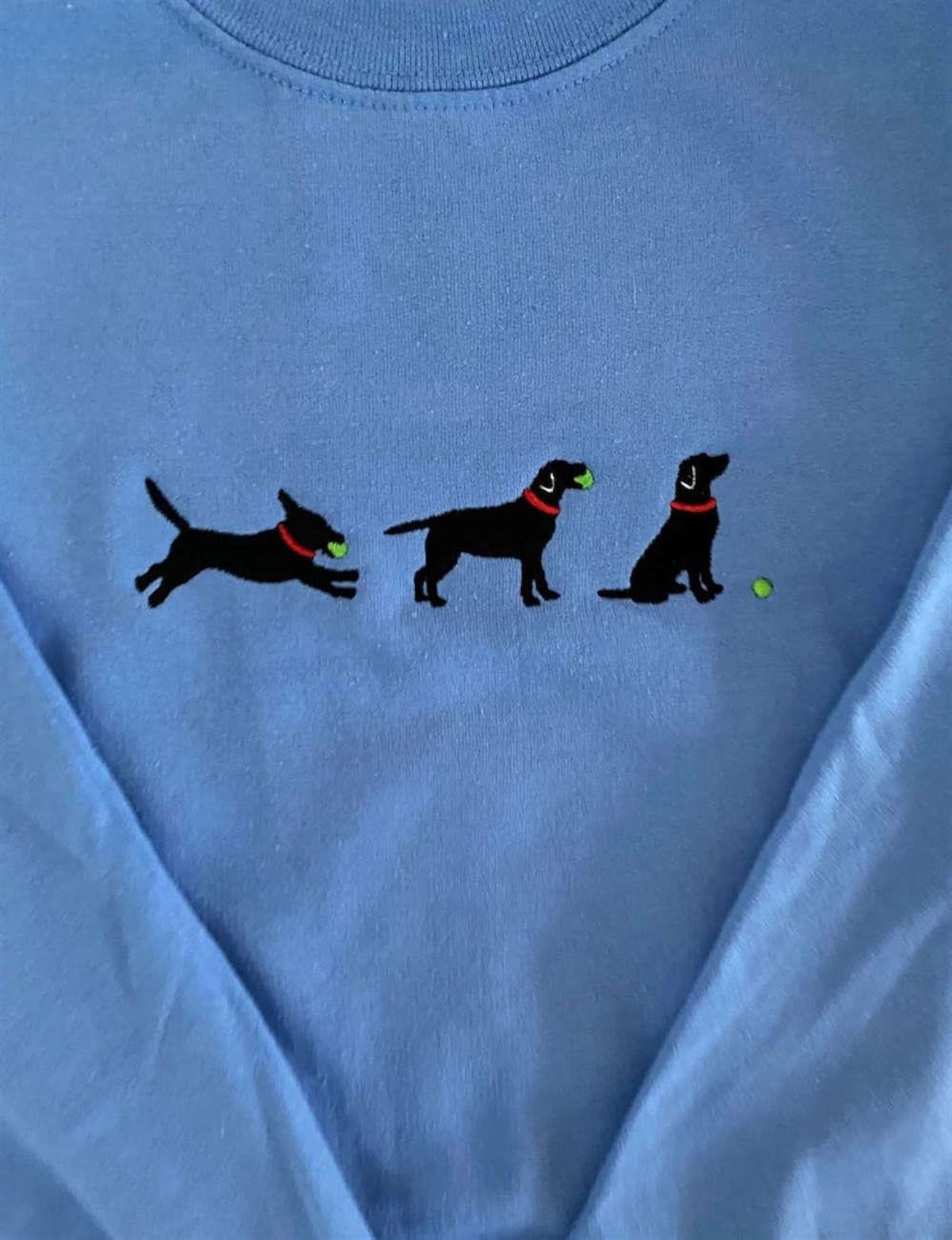 Black Lab Embroidered Sweatshirt With Tennis Ball