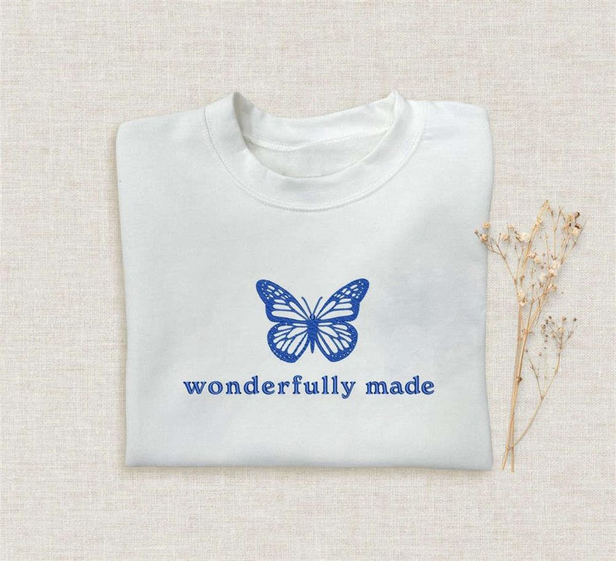 Butterfly Embroidered Crewneck Sweatshirt