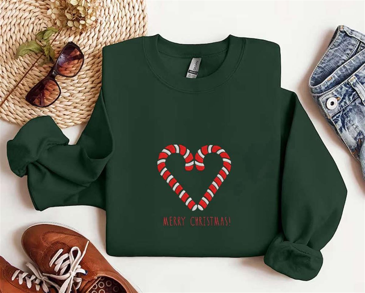 Candy Cane Embroidered Sweatshirt