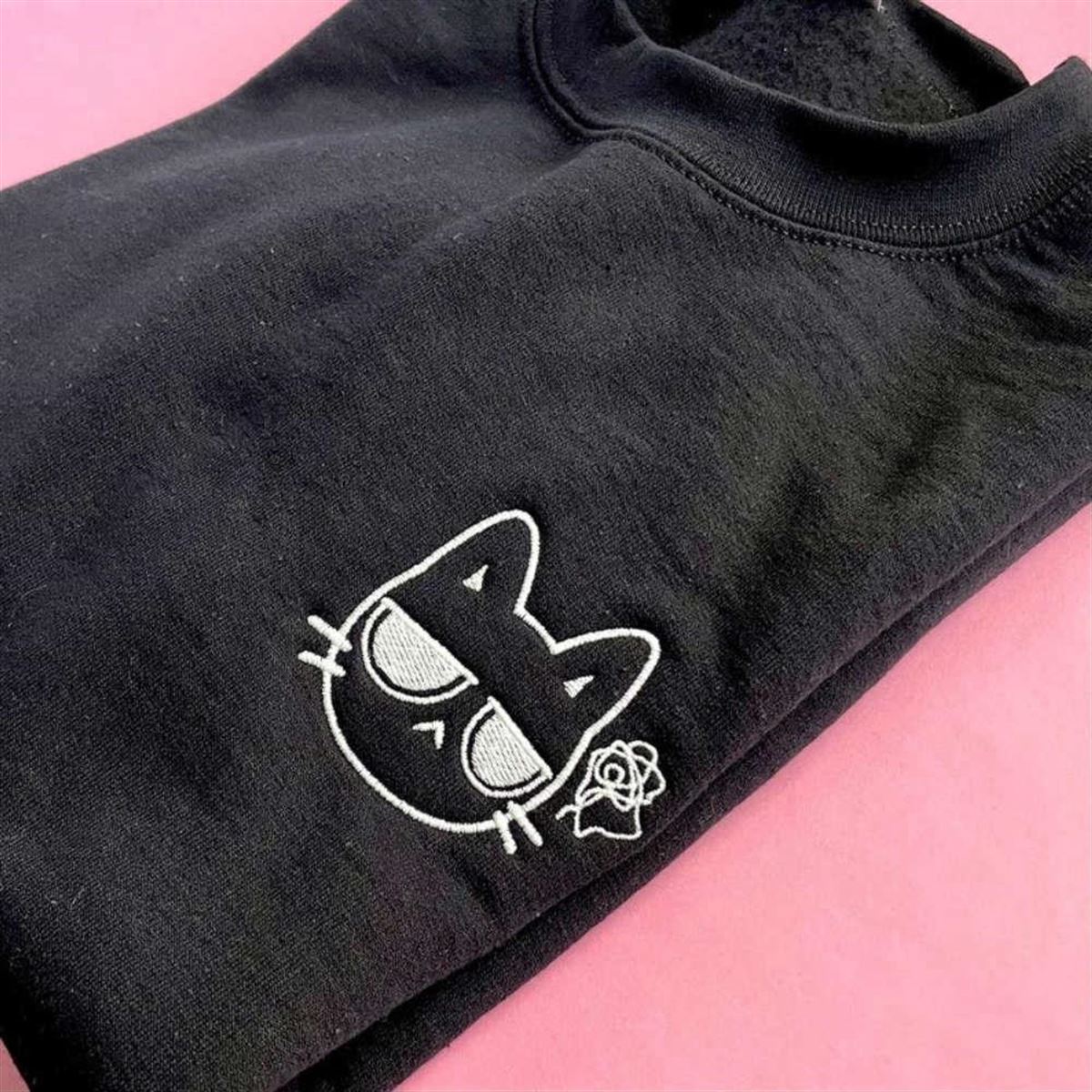 Cat Emojis Embroidered Sweatshirt