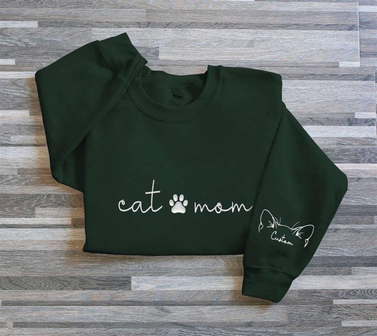 Cat Mom Embroidered Sweatshirt Custom Mom