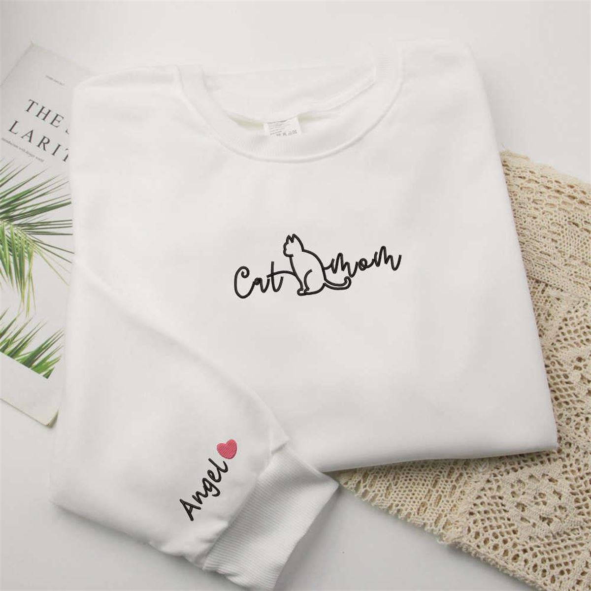 Cat Mom Embroidered Sweatshirt