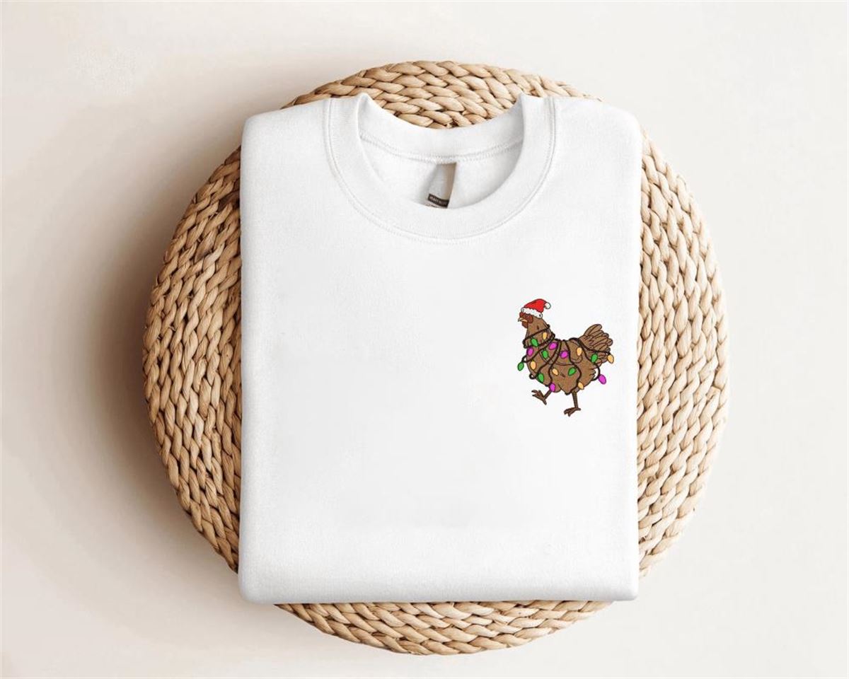 Chicken Christmas Embroidered Sweatshirt