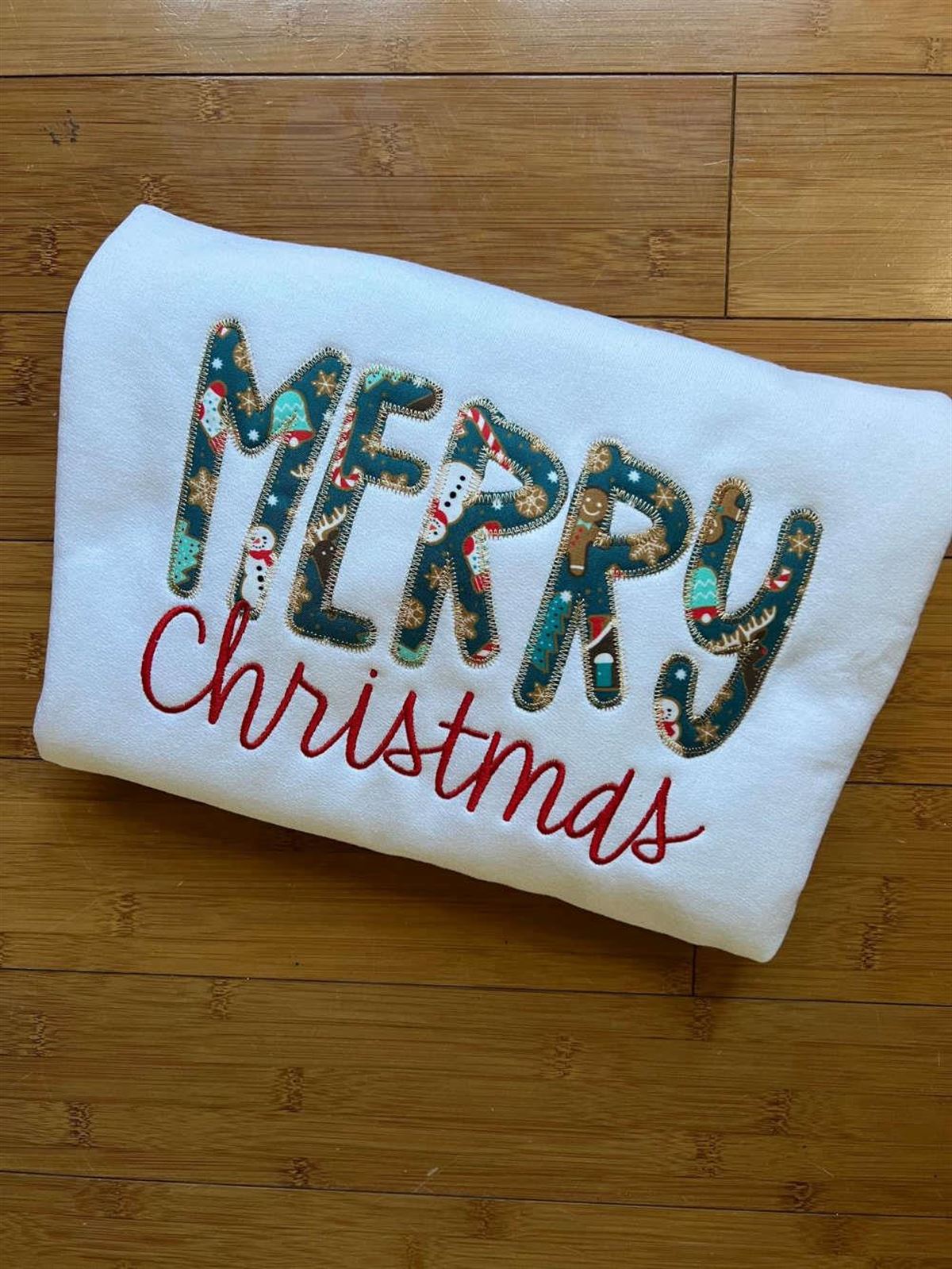 Christmas Applique Embroidered Sweatshirt