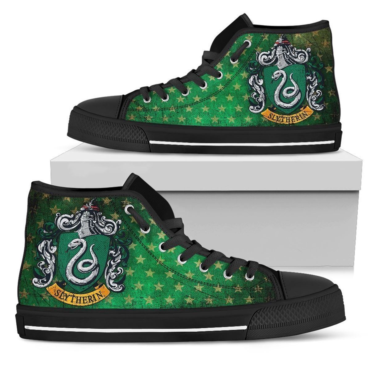 Slytherin Vans High Top Shoes Gift For Fan Harry Potter