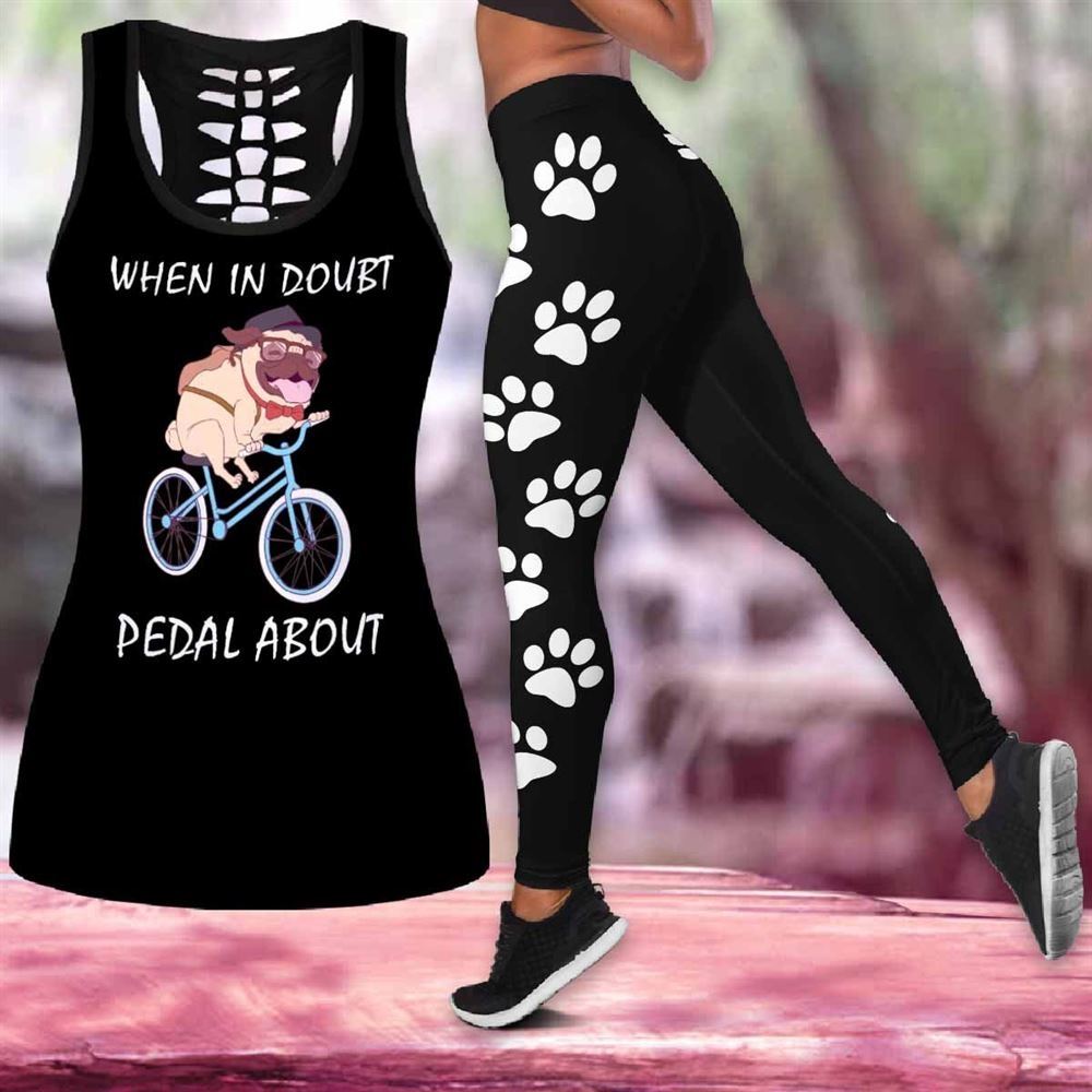 When In Doubt Pedal About Combo Leggings And Hollow Tank Top Workout Set For Women Perfect Gift For Dog Lovers