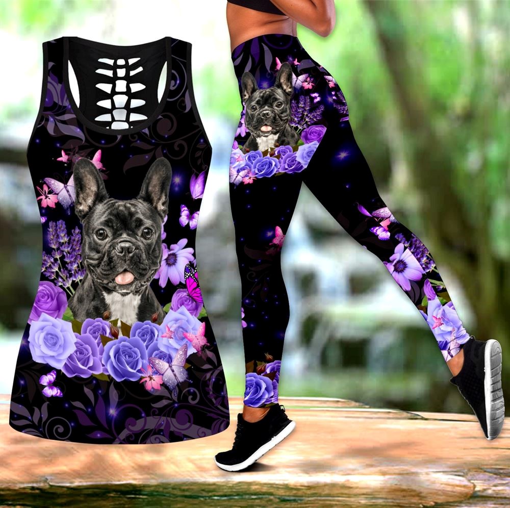 French Bulldog Love Workout Set Hollow Tank Top And Leggings For Men Or Women Perfect Gift For Dog Lovers