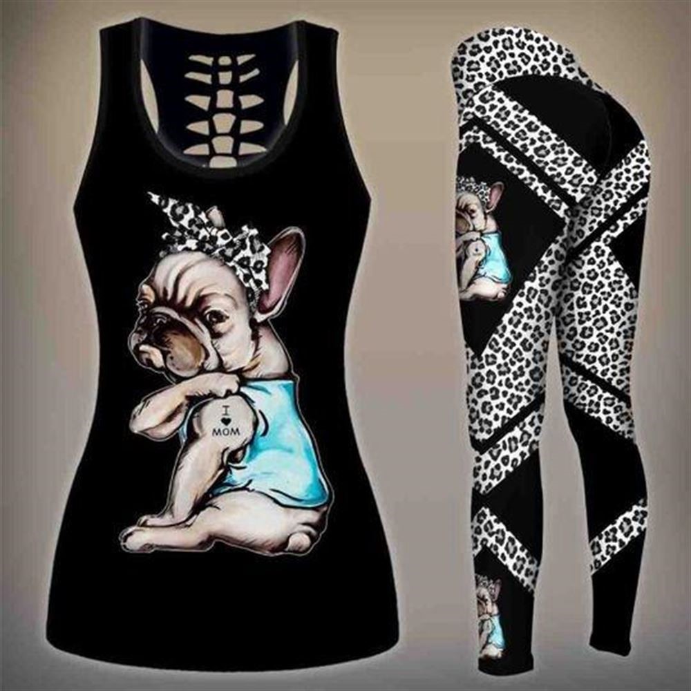 French Bulldog Dog Workout Set Hollow Tank Top And Leggings For Men Or Women Dog Lovers Gift