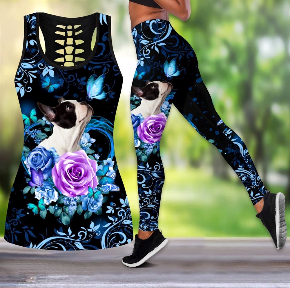 French Bulldog Butterfly Workout Set Hollow Tank Top And Leggings For Men Or Women Gift For Dog Lovers