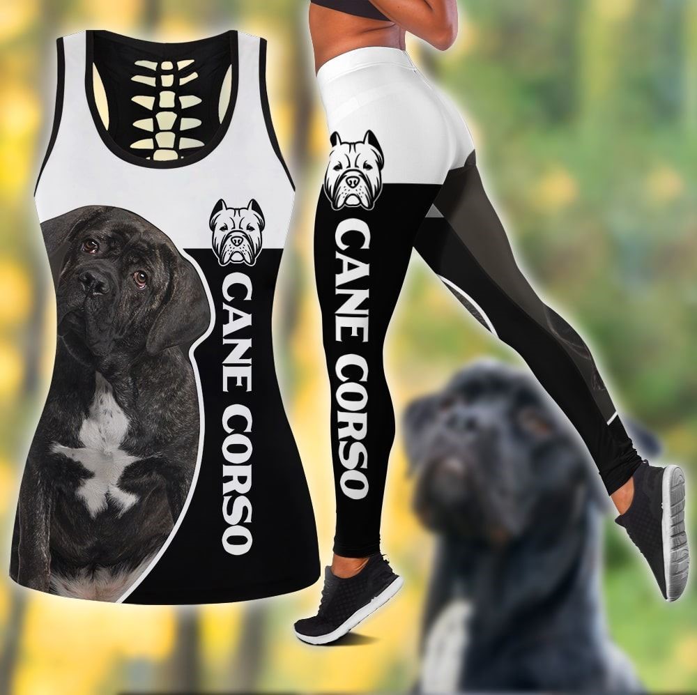 Cane Corso Sport Workout Set Hollow Tank Top And Leggings For Men Or Women Dog Lovers Gift