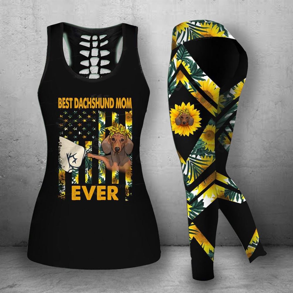 Best Dachshund Mom Ever Workout Set Hollow Tank Top And Leggings For Men Or Women Dog Lovers Gift