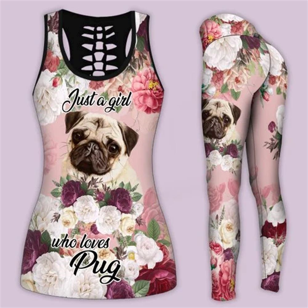 A Girl Who Loves Pug Workout Set Hollow Tank Top And Leggings For Men Or Women Perfect Gift For Dog Lovers