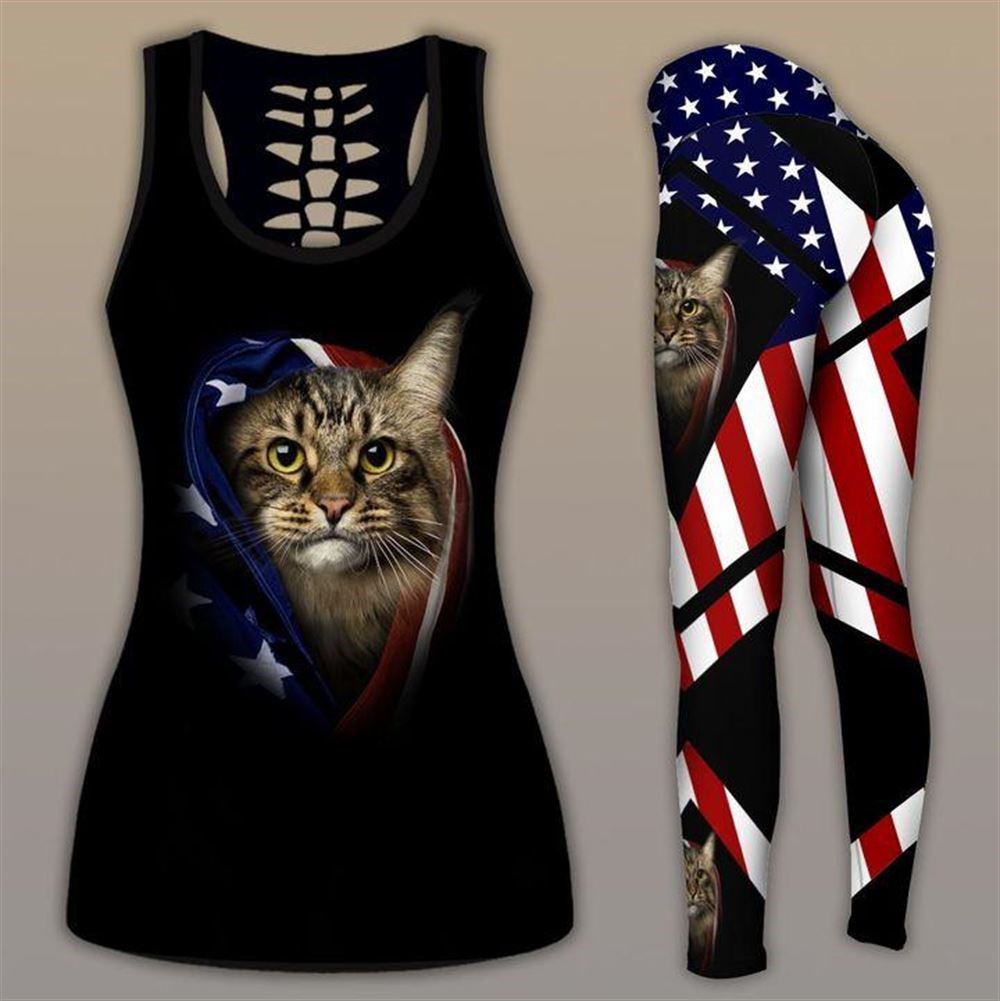 Maine Coon Cat Workout Set All Over Printed Tank Top And Leggings For Women Cat Lovers Gift