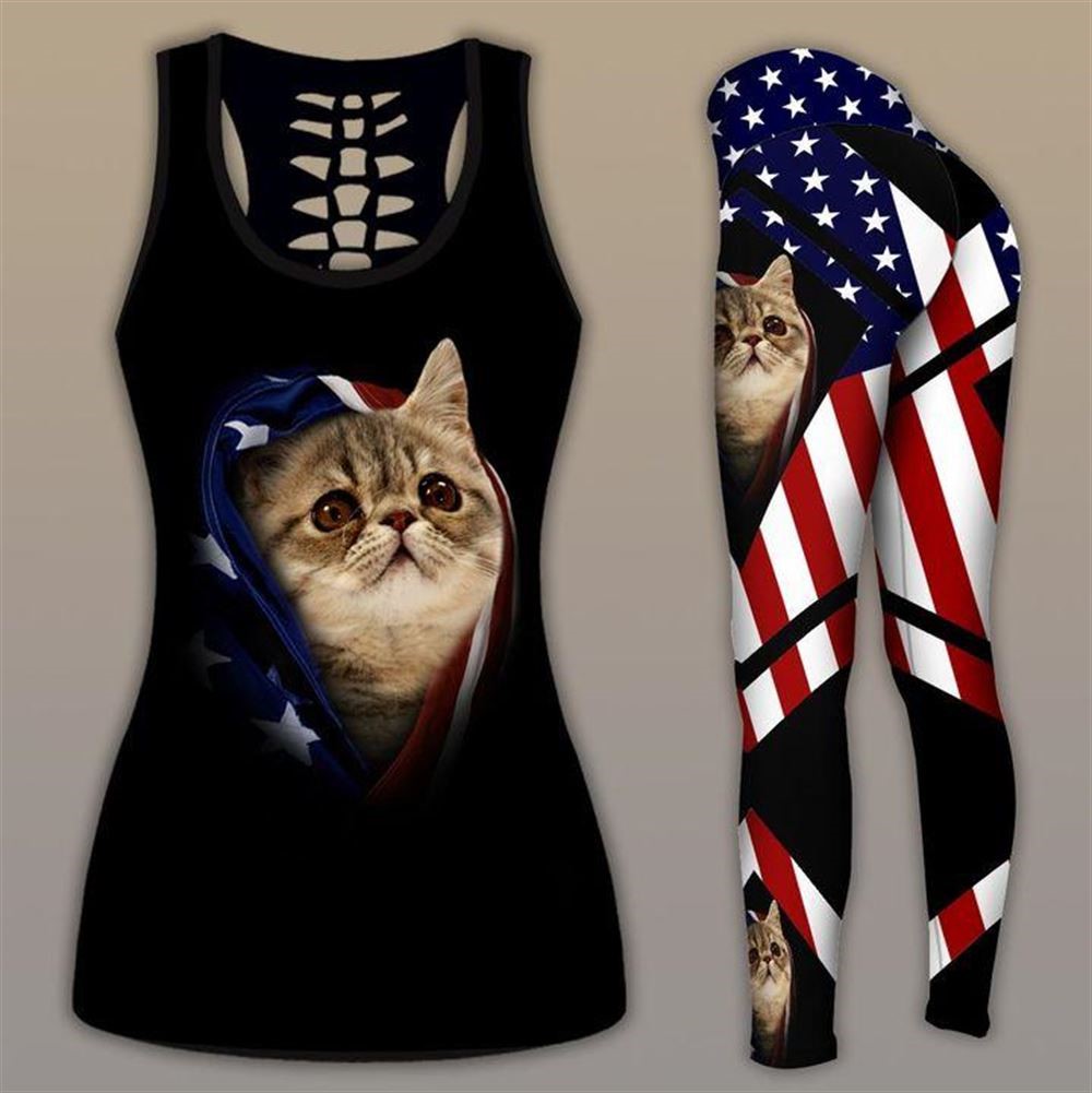 Exotic Cat Workout Set All Over Printed Tank Top And Leggings For Women Perfect Gift For Cat Lovers